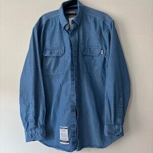 FR Force Carhartt Preppy Blue button-up work shirt with a relaxed fit - Medium